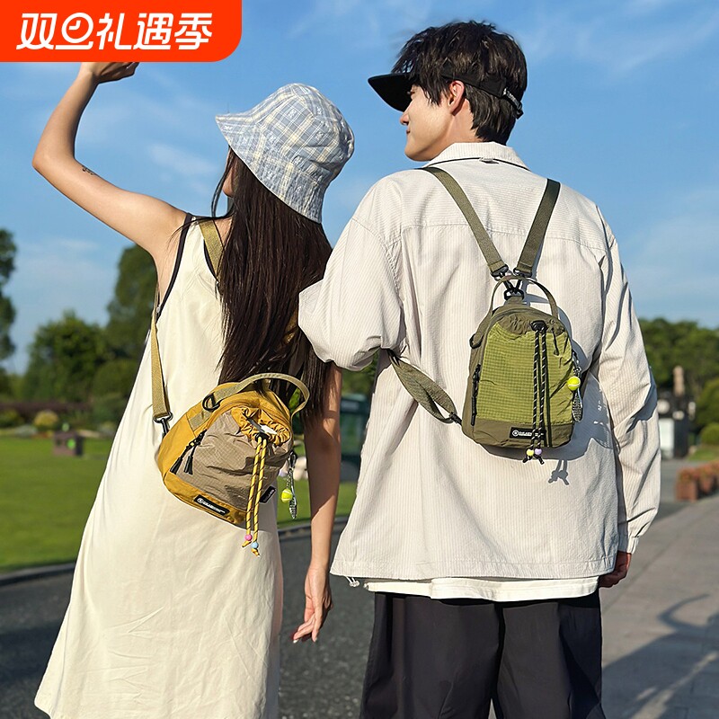 多功能露营双肩小背包女斜挎包包户外运动骑行水壶包轻量化手机包