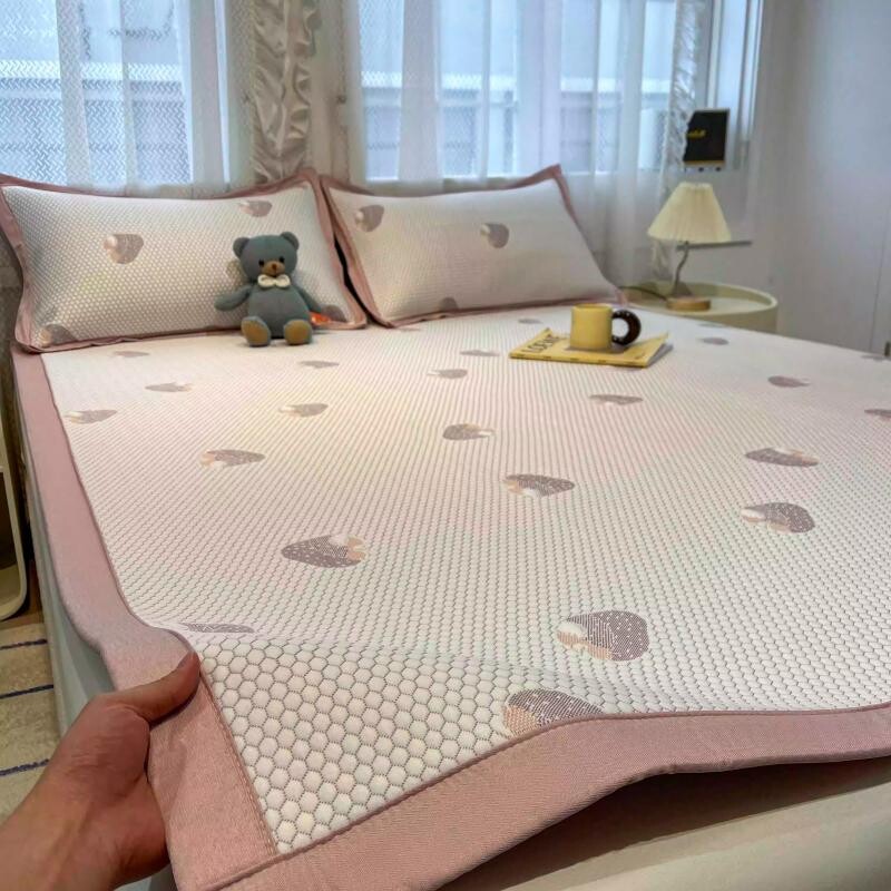 冰豆豆凉席夏季2025年新款冰丝席三件套单双人学生宿舍空调软席子