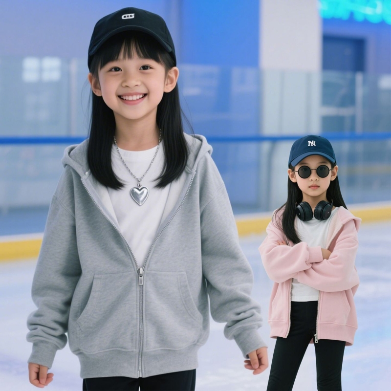 纯棉女童卫衣秋装上衣2025新款大童连帽洋气休闲儿童春秋开衫外套