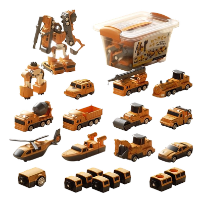 磁力拼装百变变形工程车玩具男孩