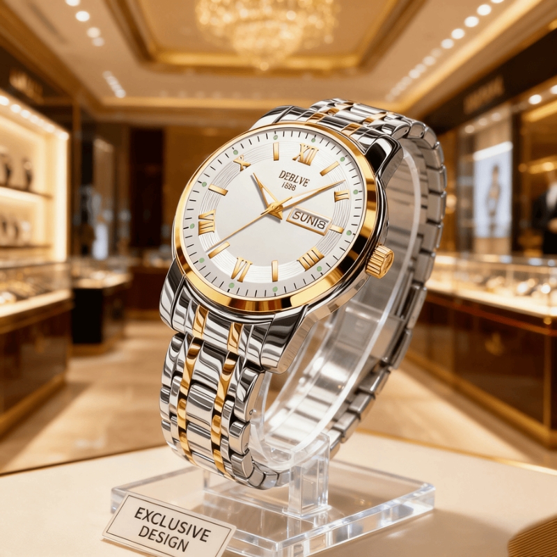 男款手表钢带商务防水石英腕表高级感男士正品名牌全自动非机械表