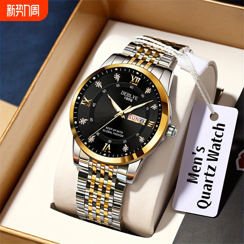 男款手表全自动非机械表钢带商务防水石英腕表高级感男士正品名牌