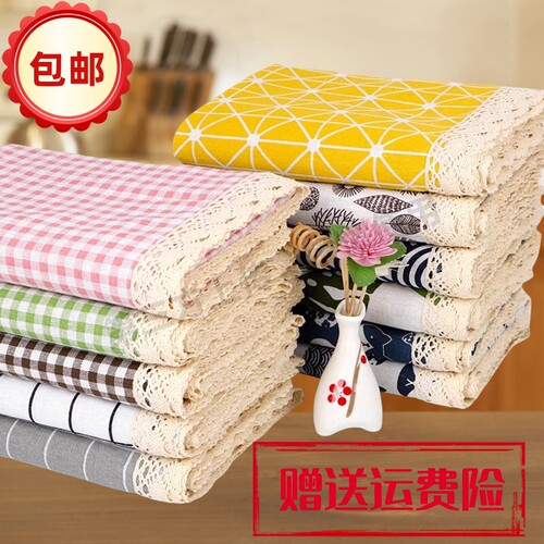 北欧现在简约风格子棉麻桌布长方形桌垫家用防尘盖巾茶几餐桌台布