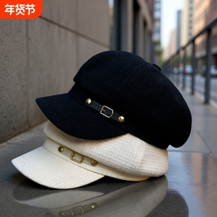 八角帽子女秋冬季新款时尚鸭舌帽逛街休闲百搭贝雷帽画家报童帽