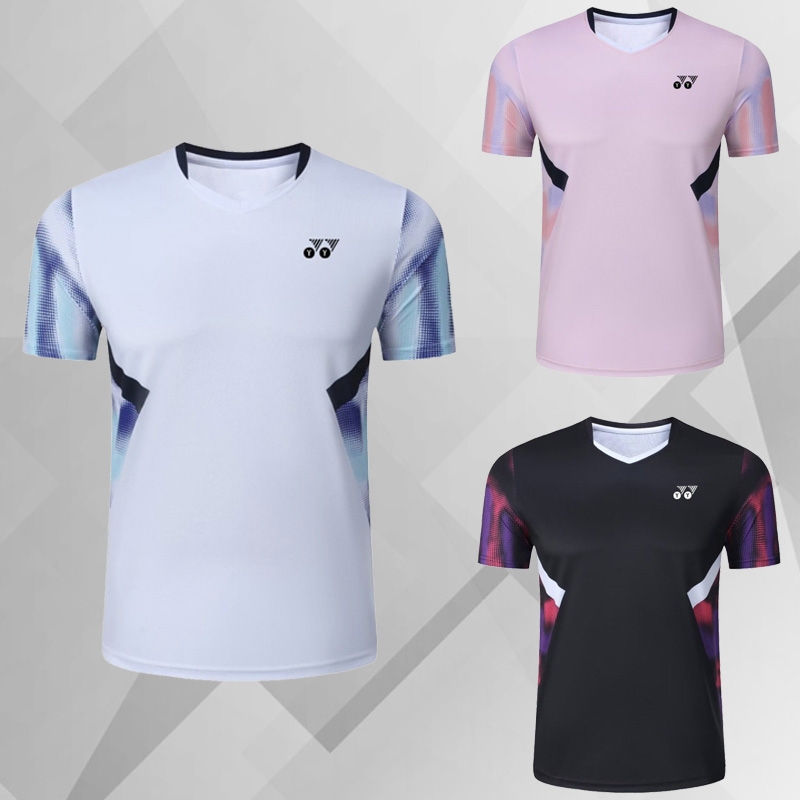 新款YY羽毛球服速干短袖吸汗T恤男女套装训练乒乓球大赛运动球衣