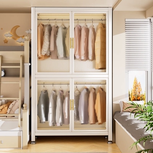简易衣柜卧室家用出租房用组装 衣橱小户型收纳柜子 金属全钢架新款
