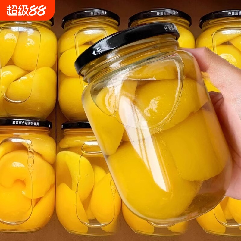 黄桃罐头超大瓶整箱水果玻璃瓶老年食品商用玻璃罐瓶装当季密封