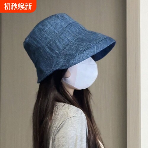 夏季日系亚麻透气显脸小防晒盆帽