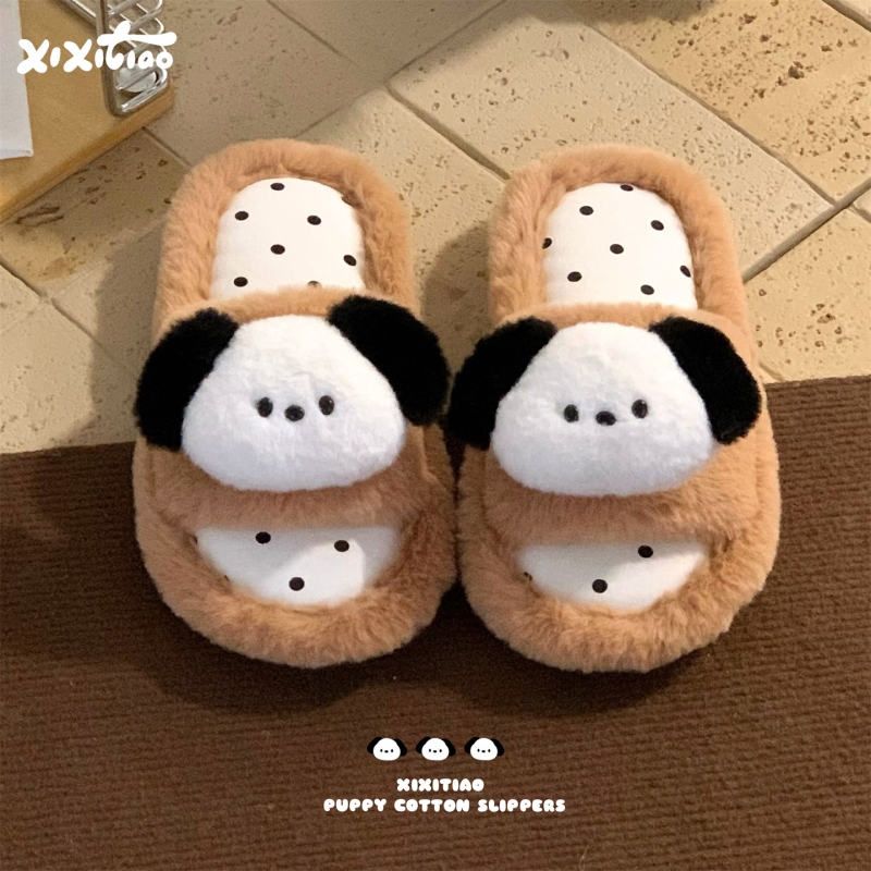 细细条呆萌狗狗少女心防滑毛毛鞋