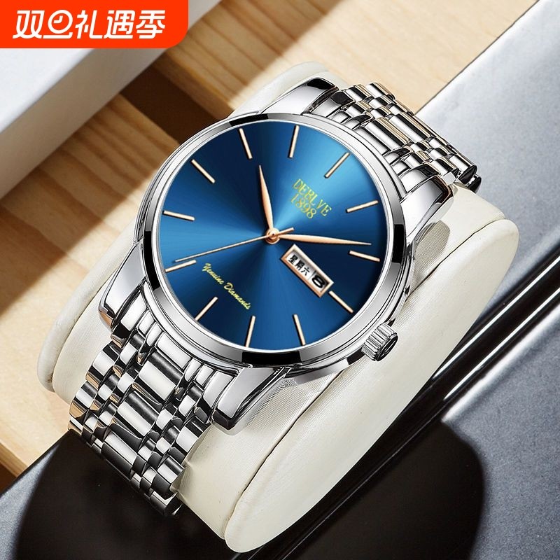 正品瑞士全自动非机械表手表男士学生韩版时尚潮双日历防水表夜光