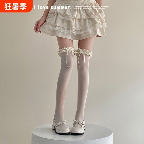 lolita白丝过膝袜女夏季薄芭蕾风