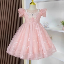 女童连衣裙2025新款洋气粉色裙子女5岁小女孩夏装礼服公主风生日