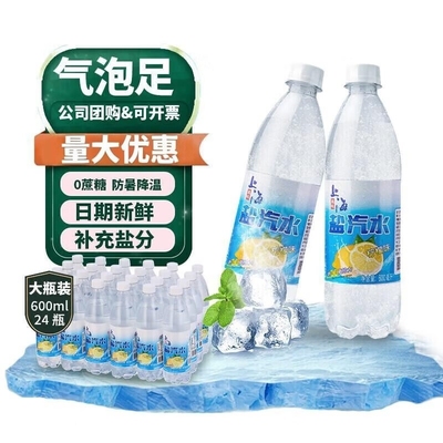 经典新货老上海盐汽水600ml*24瓶装夏日解渴补盐碳酸饮料