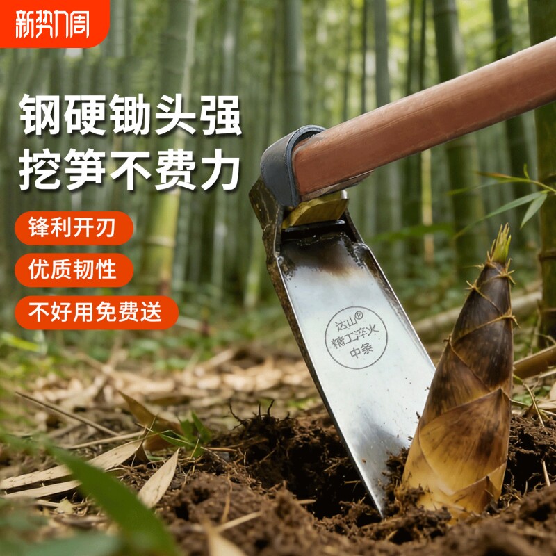 挖笋专用老式锄头农用工具农具家用弹簧钢挖土松土多功能锻打