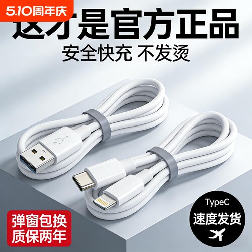 适用苹果数据线手机PD快充iPhone17/16/15/14/13/12ProMax/11/XR/SE/8/7/6plusipad平板老款USB口加长2米车充