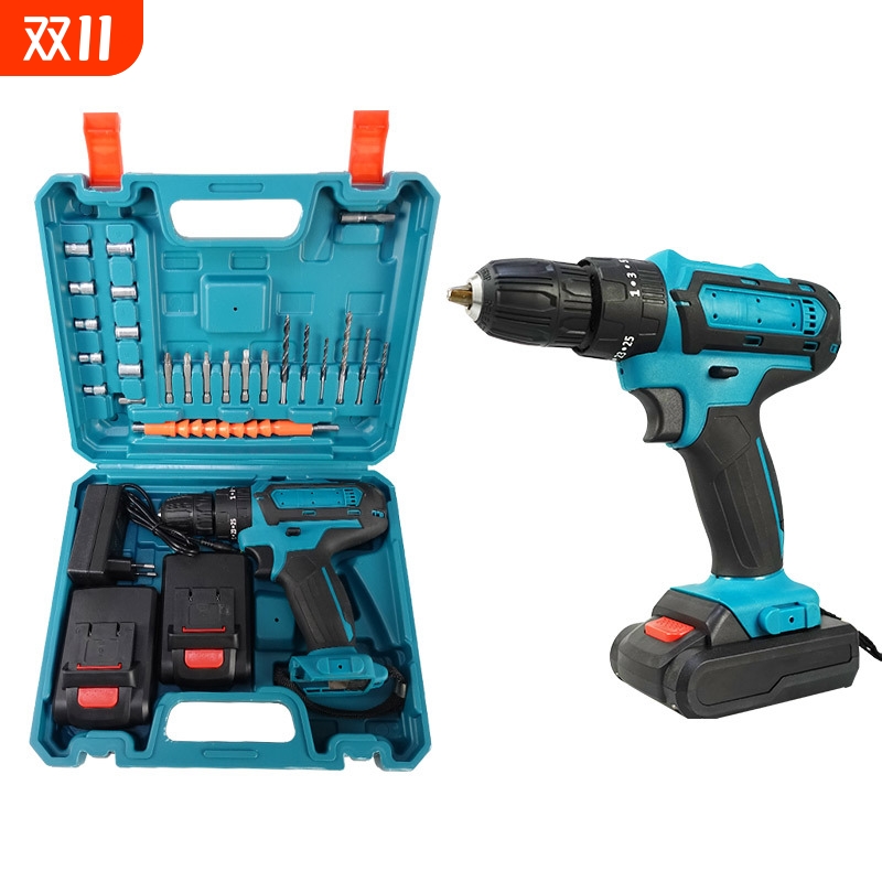 跨境电动工具充电手电钻多功能电动螺丝刀套装外贸家用冲击手枪钻