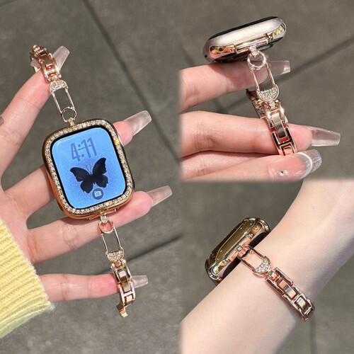 金属高级感小别针适用vivowatchgt2表带链式iQOOgt2专用女款一二代智能运动配件黑色金色