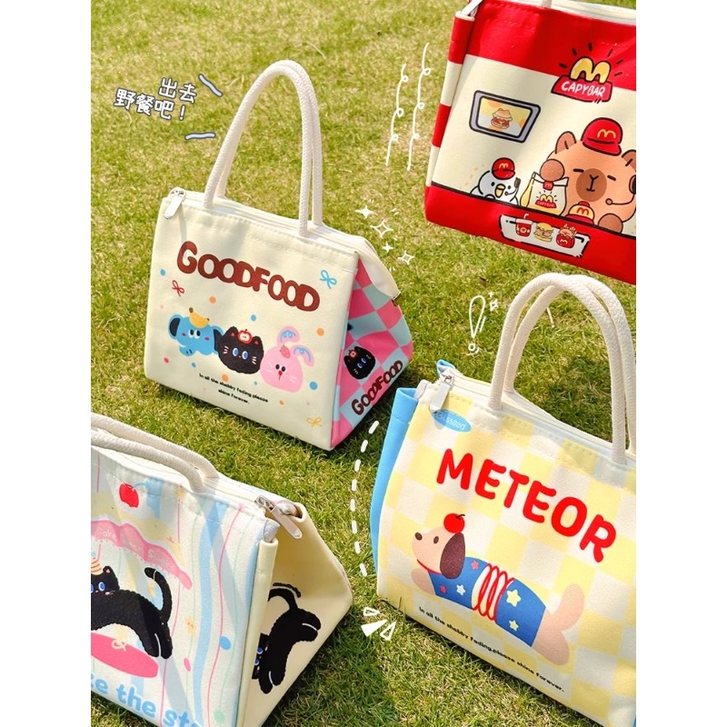 可爱饭盒手提袋子学生上班族带饭保温袋便当包外出野餐包大容量