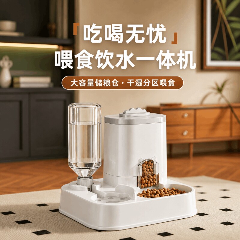 猫碗狗碗猫食盆双碗猫咪自动喂食器饮水机一体猫盆狗狗碗宠物用品