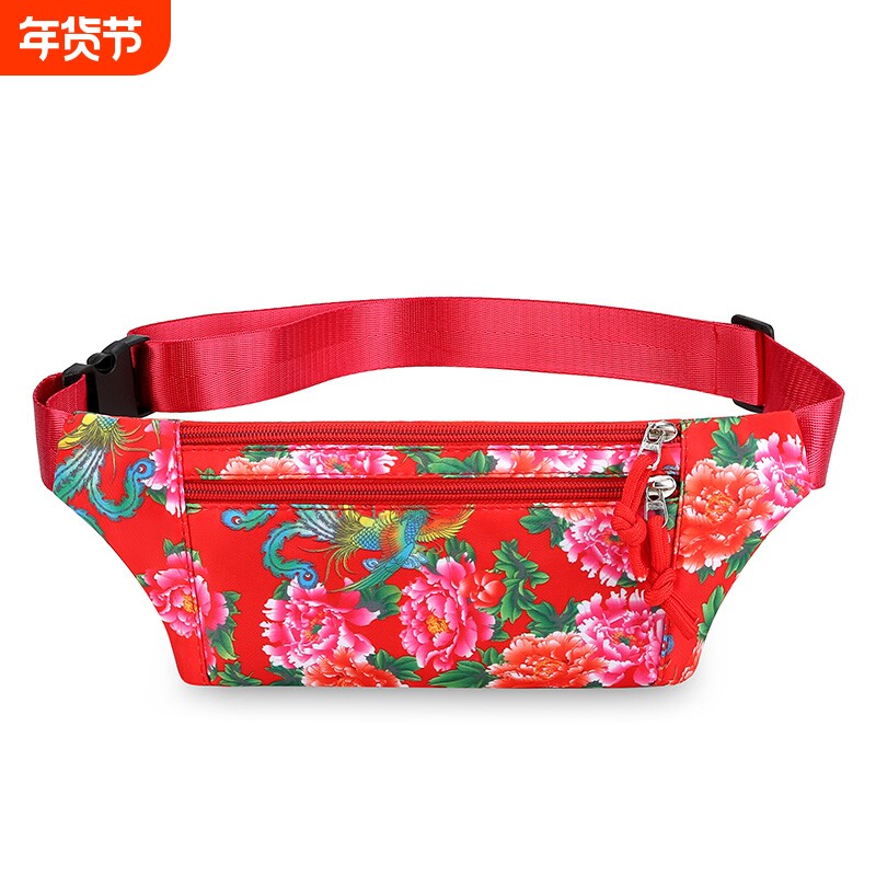 新款女式运动腰包跑步手机包干活手机包女大花包贴身休闲腰带包