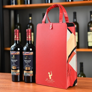 红酒包装高档礼盒礼品袋双支装手提袋双支葡萄酒空盒红酒瓶皮盒子