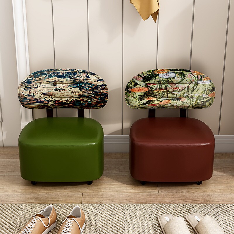 实木溜溜凳家用客厅万向轮沙发凳滑轮凳子换鞋凳矮凳休闲靠背椅子