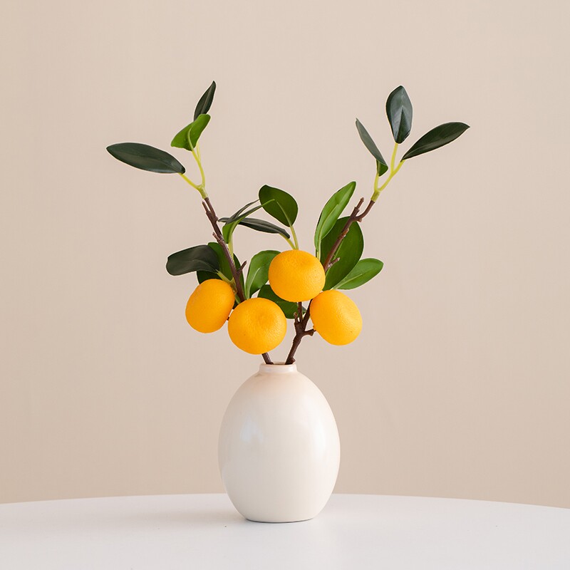 好柿仿真柿子绢花假花花束花瓶客厅插花摆件装饰摆设桌面水果柠檬