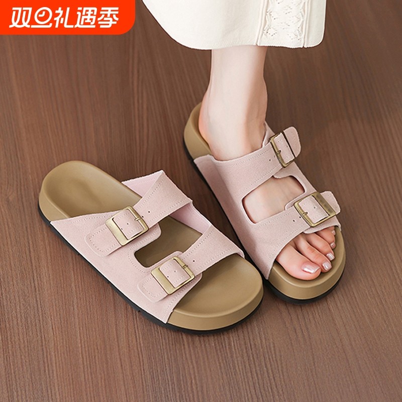 勃肯凉拖鞋女夏季外穿2025新款厚底一字拖女士高级感孕妇沙滩凉鞋