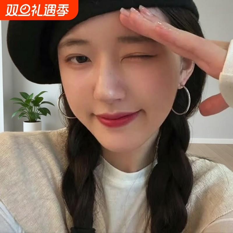 925银大小耳圈耳环女圆形个性气质耳坠耳钉耳饰韩国圆圈圈款圆环