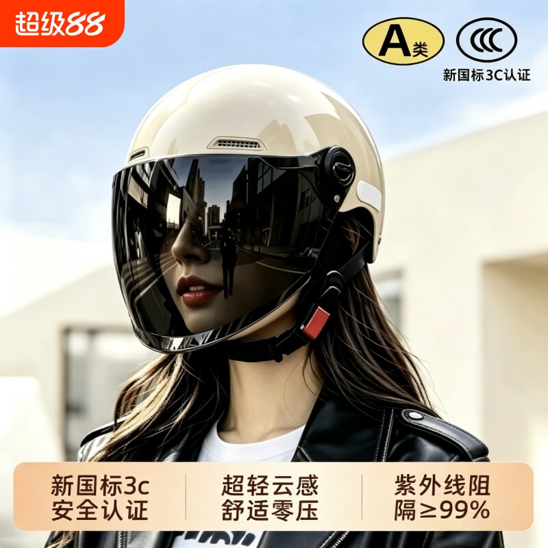 电动车头盔摩托车骑行半盔安全帽图片