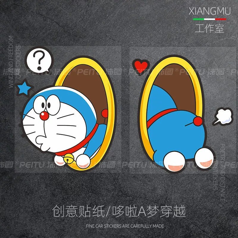 哆啦A梦卡通可爱摩托电动车贴纸个性创意装饰