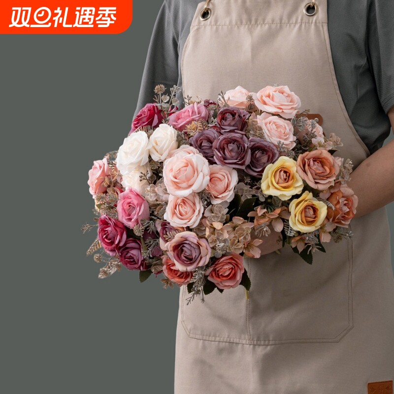 【促销中】照篱玫瑰束仿真花家居装饰假花手捧花玫瑰花墙MW9500