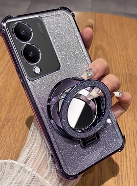 新款带支架支架适用vivoy35手机壳磁吸vivox200pro超薄y200i电镀x100s气囊防摔pro镜头全包女x90硅胶x80