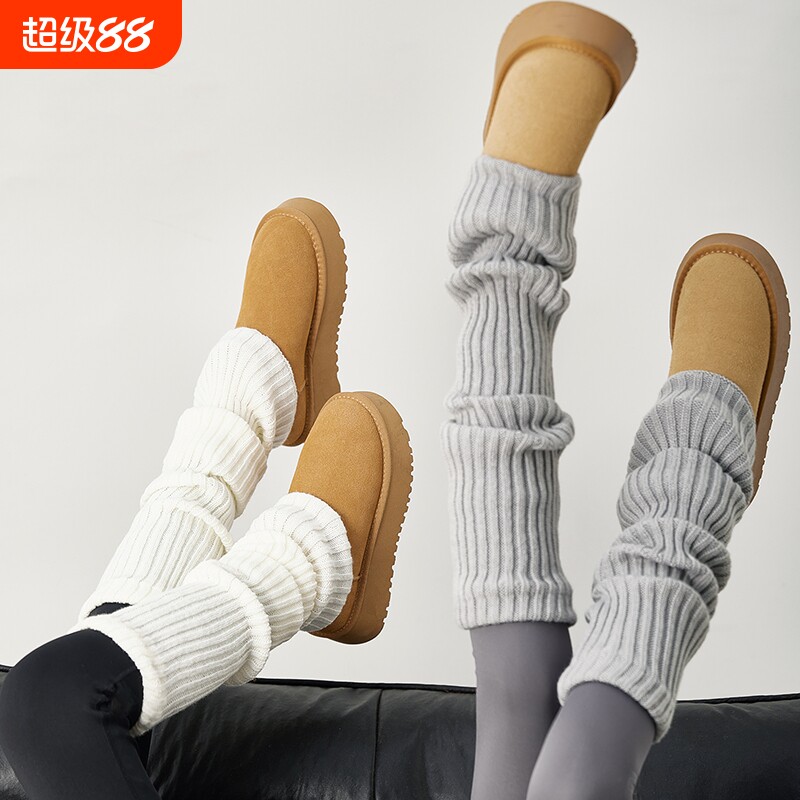 袜套堆堆袜子女2025新款爆款秋冬季加厚保暖羊毛长袜配雪地靴白色