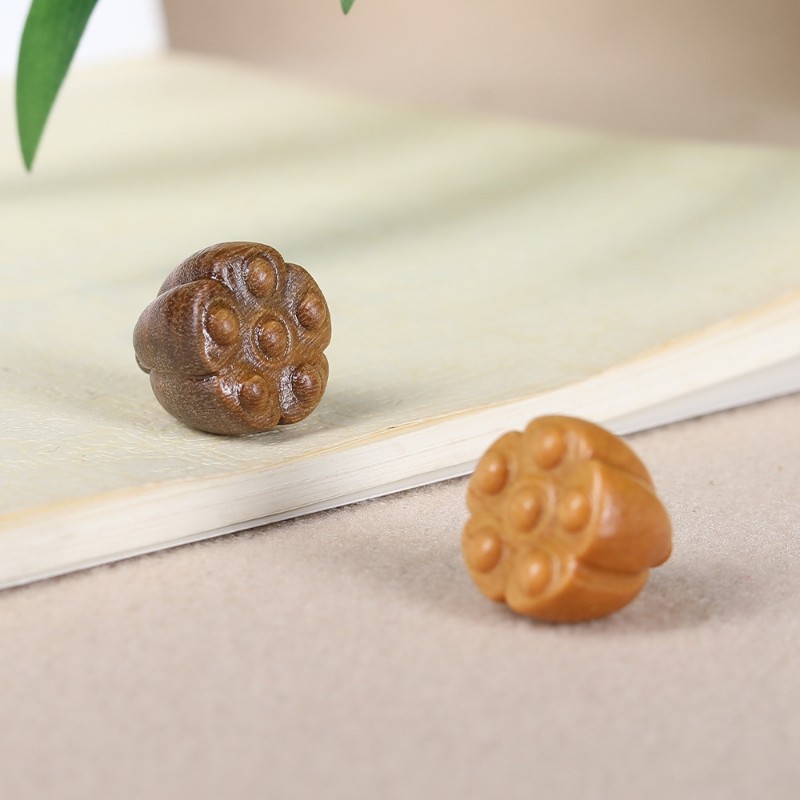 紫檀绿檀木雕刻莲蓬吊坠diy国风禅意文玩手链项链男女款饰品配件