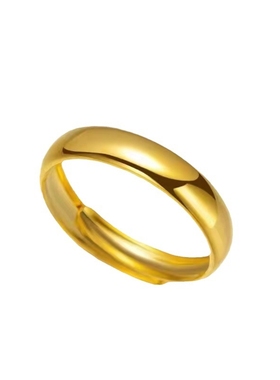 古法泥鳅背光面开口金色戒指