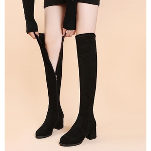 他她女孩过膝靴长靴女2025秋冬季长筒靴女鞋瘦瘦靴弹力高跟鞋子