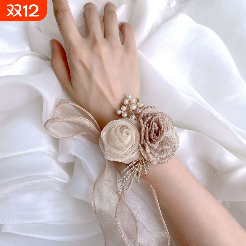 手腕花批发伴娘手腕花姐妹团手花高档唯美水钻韩式小清新结婚手环