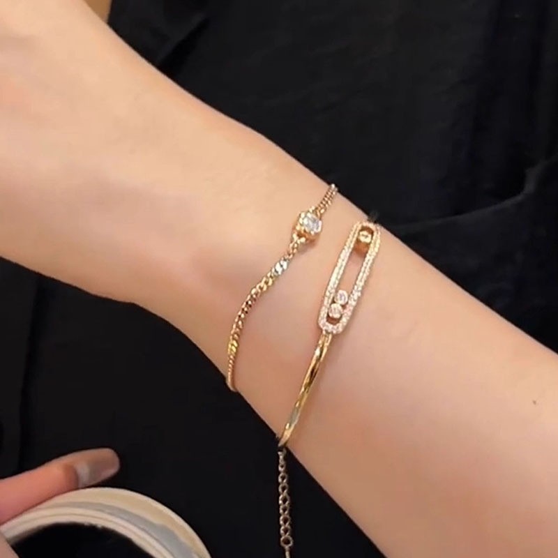 法式复古金色泡泡钻手链韩版ins冷淡风时尚简约轻奢饰品