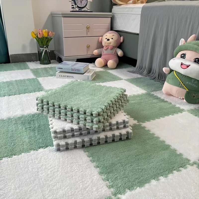 毛绒床边地毯卧室拼接地垫
