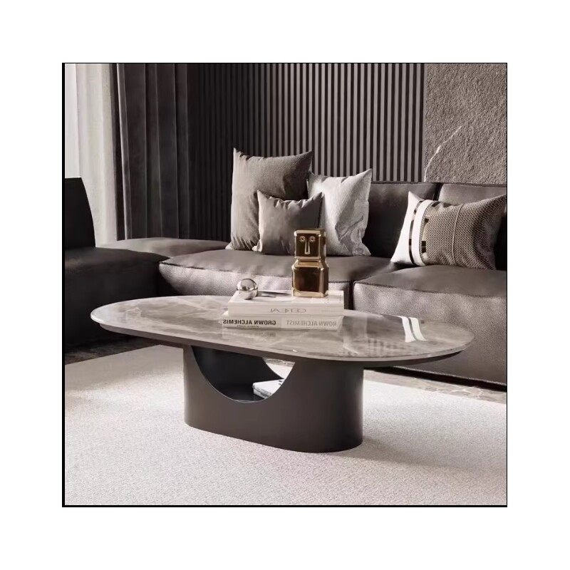 d北欧新款奶油风茶几客厅家用网红小户型创意椭圆形茶几桌侘寂风