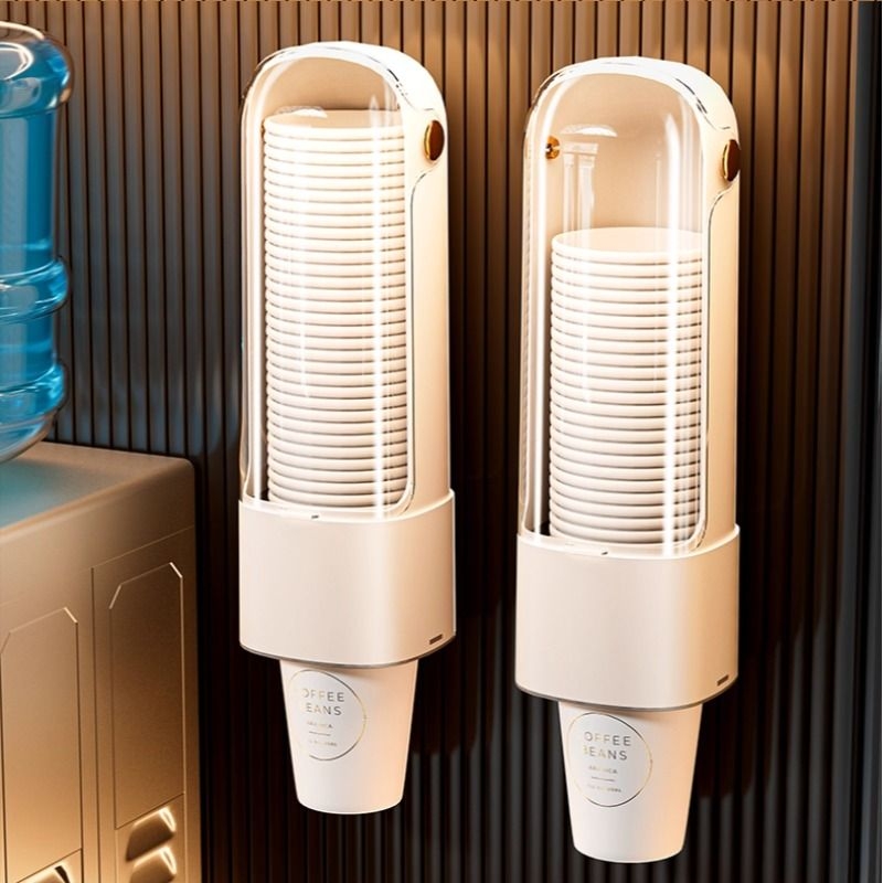 放一次性杯子取杯器纸杯架壁挂式置物架收纳装水杯新款免打孔防尘