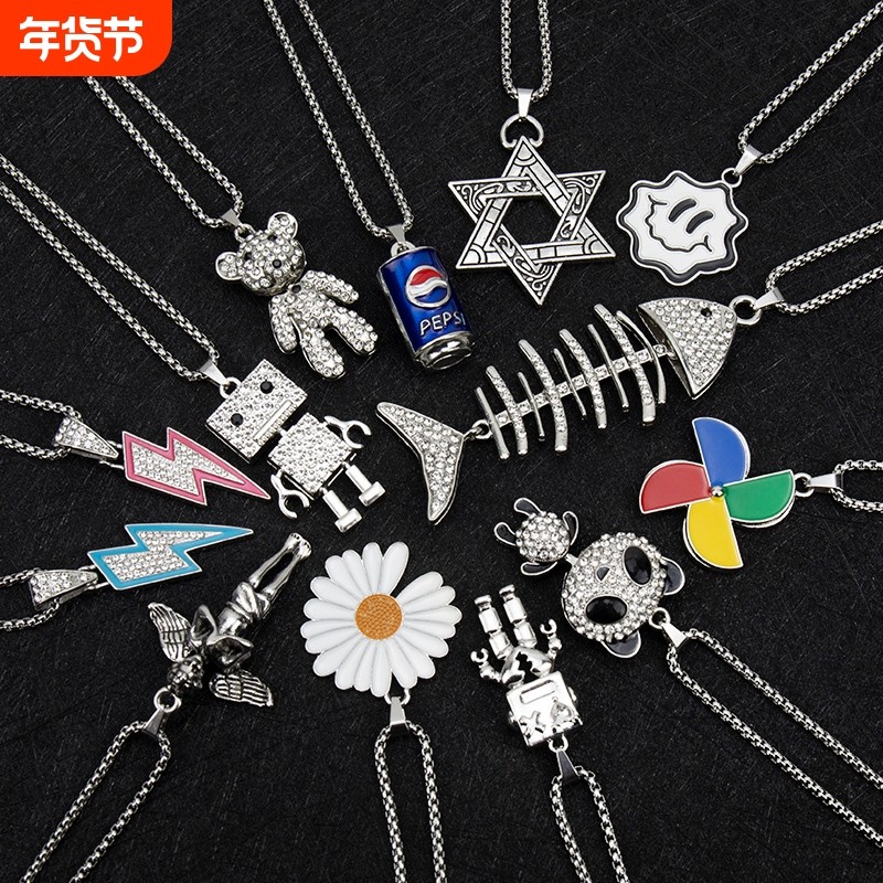 新款潮牌项链小熊男女甜酷可爱吊坠时尚长款毛衣链设计感配饰钛钢,饰品/流行首饰/时尚饰品新,项链,淘宝优惠券,粉丝福利购,淘宝优惠卷