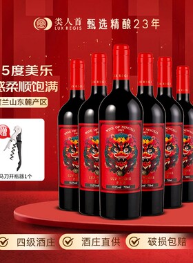 类人首 宁夏红酒贺兰山东麓龙腾美乐橡木桶干红葡萄酒750ml*6支装