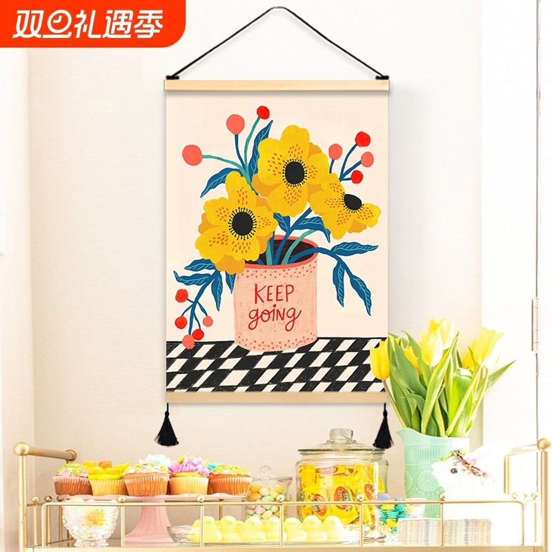 卧室装饰画房间背景墙艺术挂画电表箱遮挡壁画餐厅墙上挂布手绘