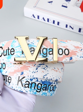 Cute Kangaroo新款全卡槽自动腰带男女同款高级牛仔裤皮带字母