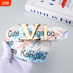 Cute Kangaroo新款全卡槽自动腰带男女同款高级牛仔裤皮带字母