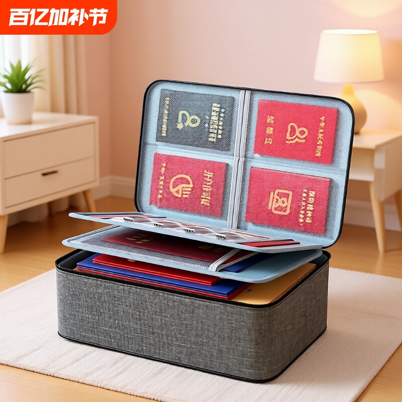 证件收纳包盒家用多功能家庭户口本资料文件卡包证书整理箱袋神器