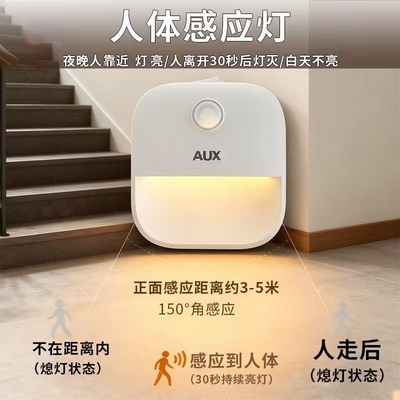 2025走廊人体感应灯夜间自动亮灯家用新款过道智能感应充电小夜灯