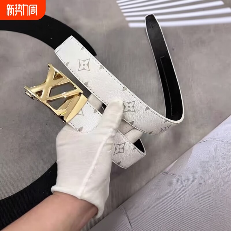 时尚潮流皮带腰带男士自动新款涂鸦休闲真皮字母商务牛仔裤百搭